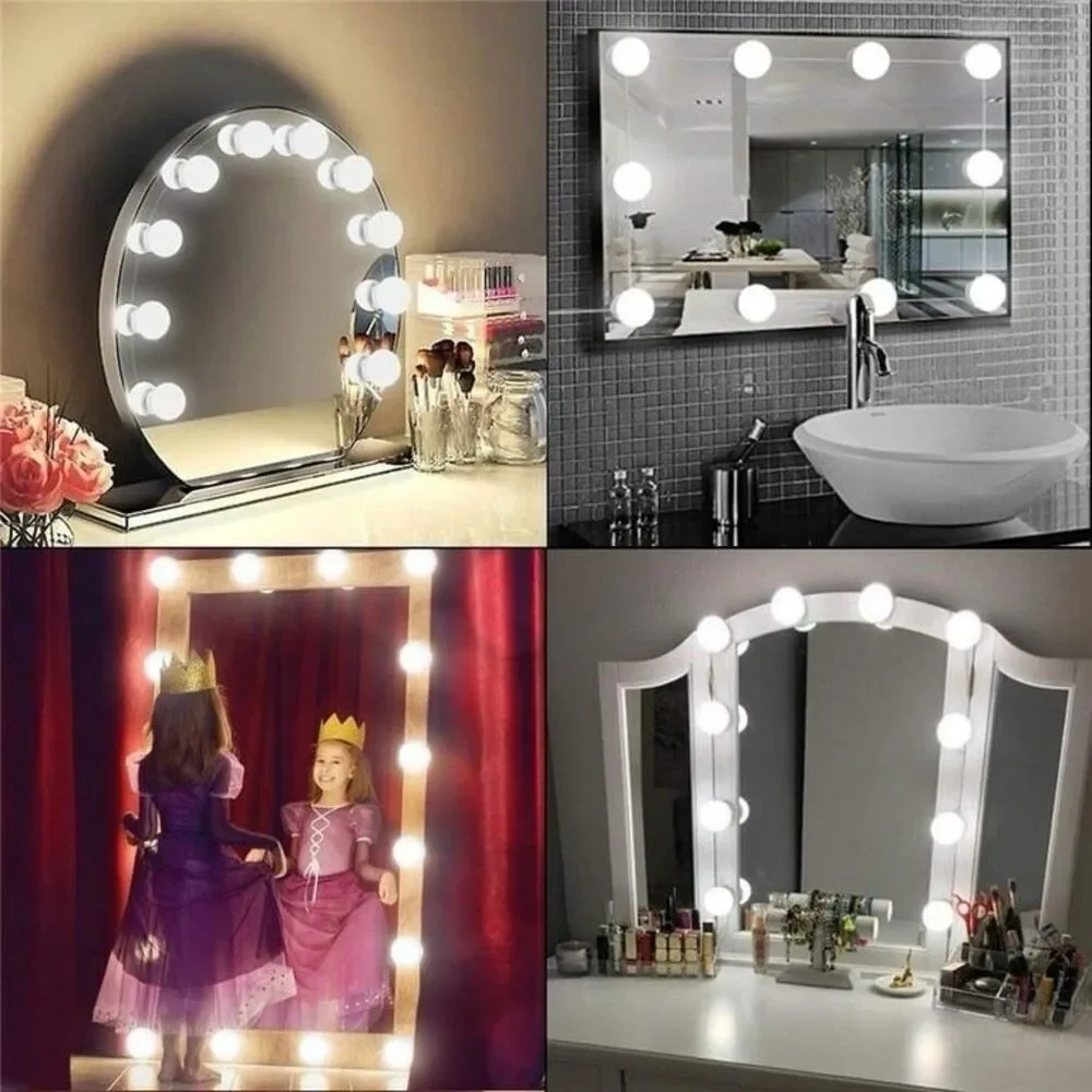Make Up Mirror Light 10 LED Kit Bulbs Vanity Lights Dimmable Lamp Hollywood Glam